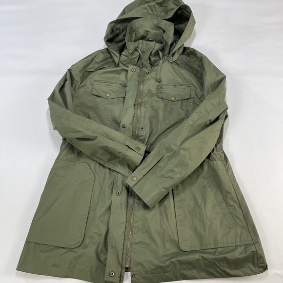 YOKI Jacket Coat Women's 3XL  Green Anorak Full Zip Hooded Drawstring Waist - Picture 2 of 13
